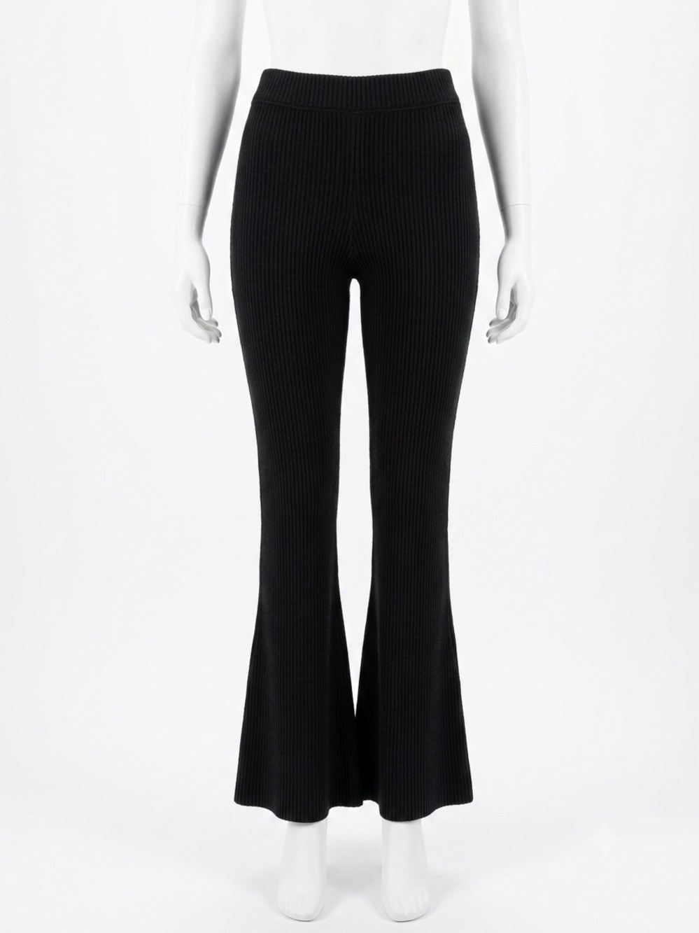 Aerie Black Waffle Knit Flare Lounge Pants Comfy Trackpants Joggers Medium Tall